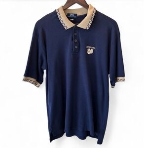 Vantage Notre Dame Fighting Irish Polo Shirt Mens Lg Navy Blue Cotton USA 2225